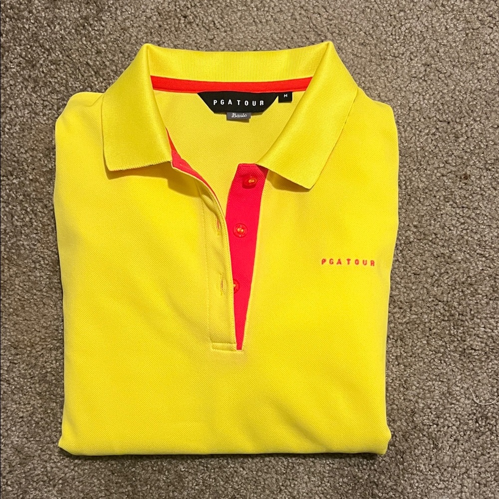 Bright Yellow Polo with Red Accents
